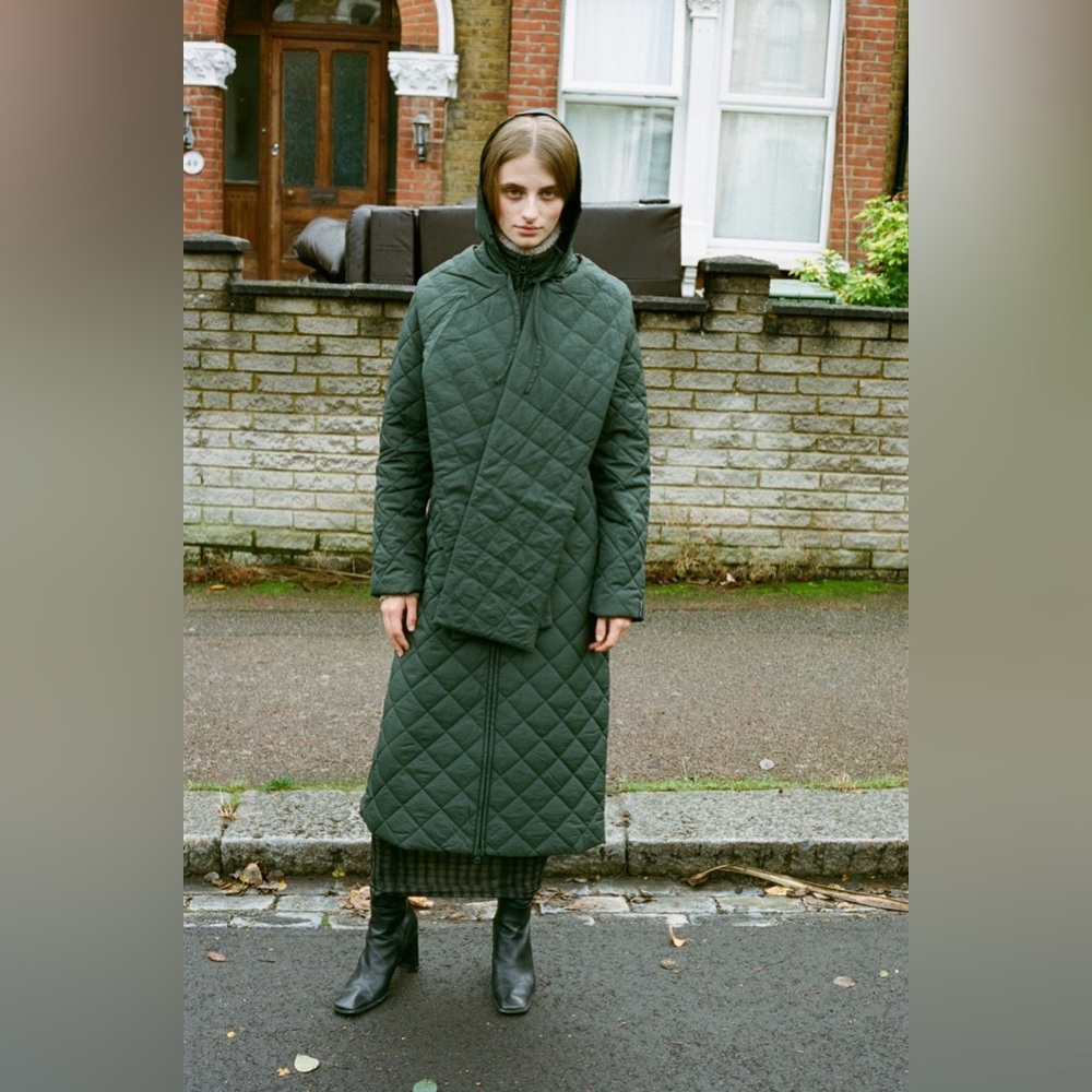 Paloma Wool Dark Green Quilted Puffer Coat
